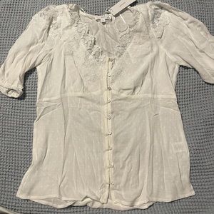 Vici White lace trim Button down